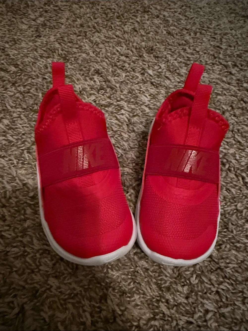 Nike Kids Red Slip-On Sneakers with White Soles